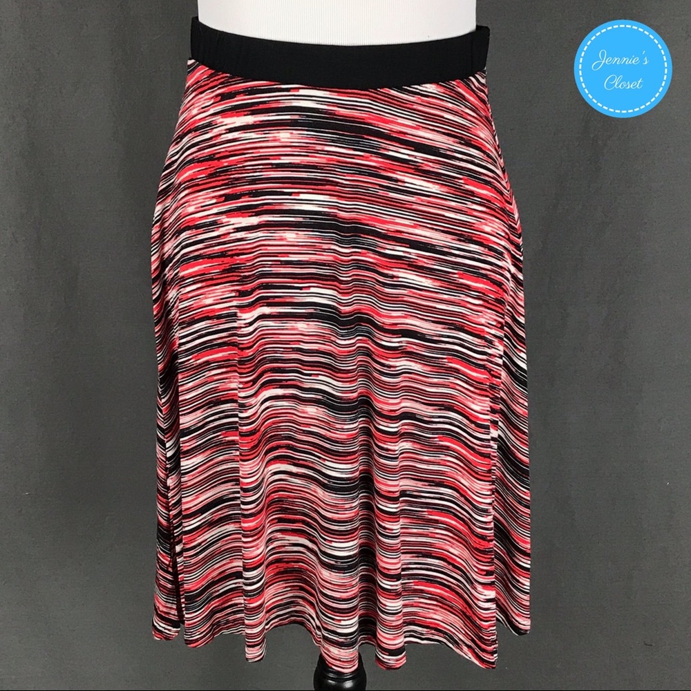 Gilli Red Black Striped A-Line Knit Skirt